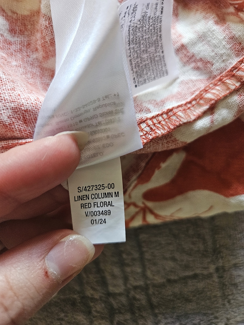 Old Navy  Linen Orange ( red color listed on tag ) Floral Midi Skirt Size Large - Picture 14 of 16